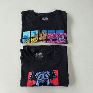 2 Star Wars T-Shirts Youth Kids L Black Graphic Cotton Leisure Fun Cool Iconic
